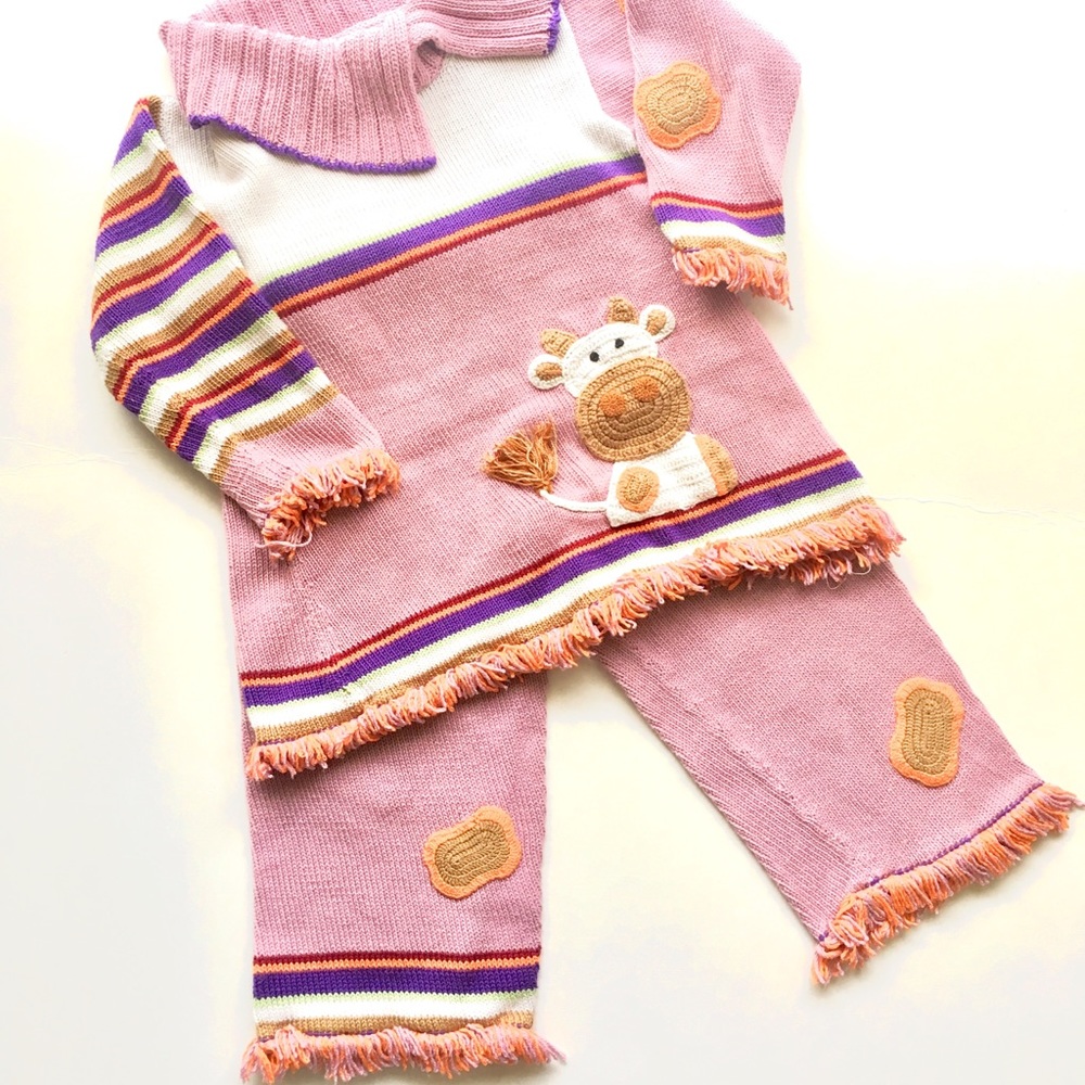 ZackAli 4 Kids sz 3/4 toddler knit set w/monkey